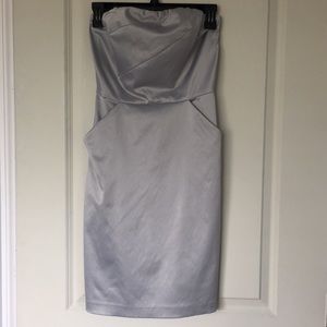 Silver strapless dress